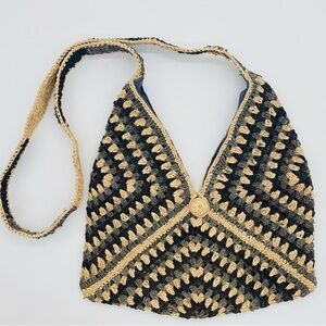SHEBOBO 100% Raffia Crochet Boho Versatile Lightweight Crossbody Bag One Size